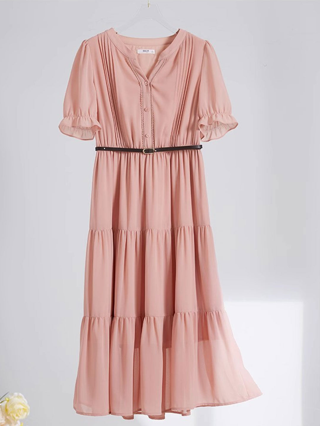 Makayla Vacation Ruffle Chiffon Dress