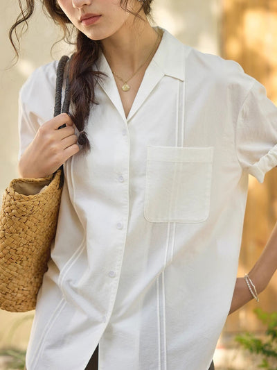 Ava Casual Lapel Solid Color Shirt