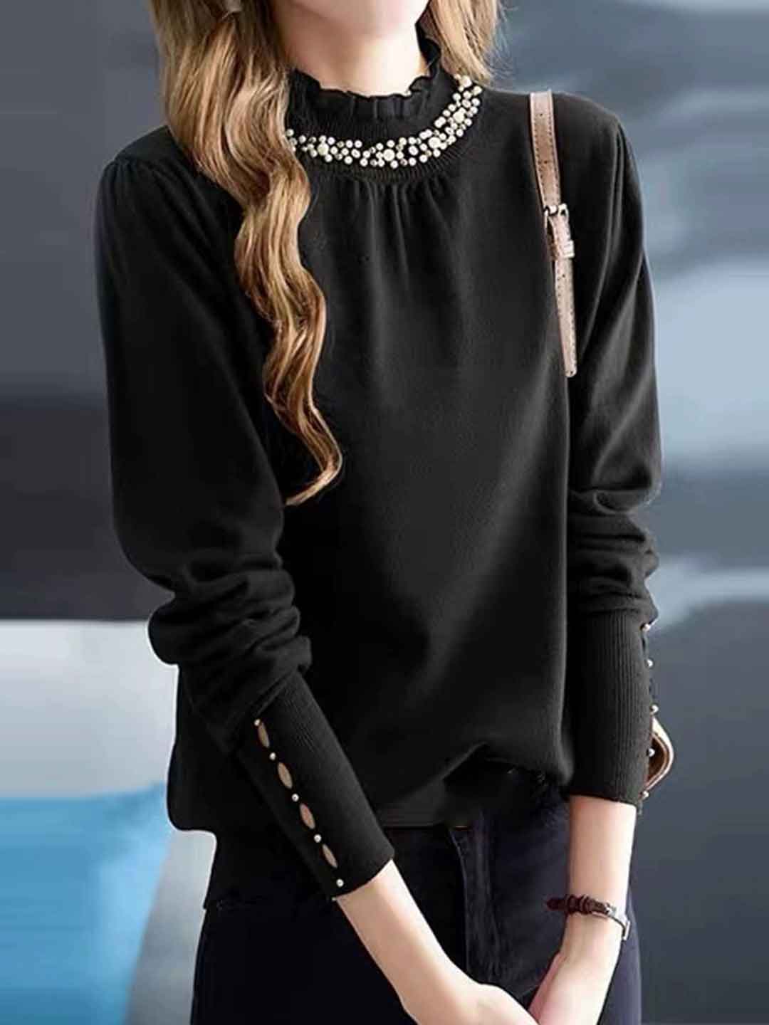 Genesis Elegant Turtleneck Lace Knitted Top