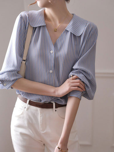 Charlotte Loose V-Neck Chiffon Shirt