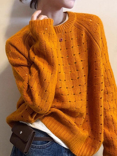 Peyton Loose Crew Neck Hollowed Knitted Sweater