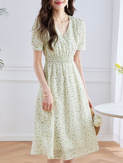 Sophia Vintage V-Neck Floral Dress