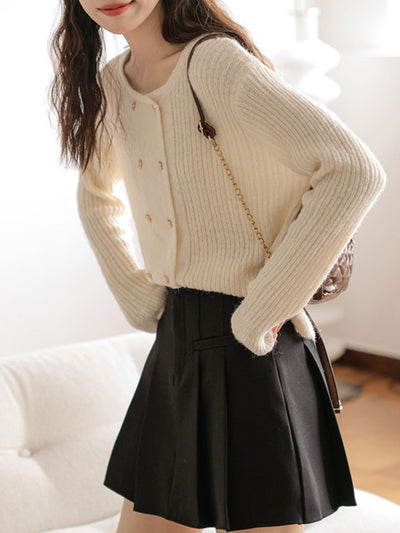 Emily Loose Crew Neck Double-Breasted Knitted Cardigan