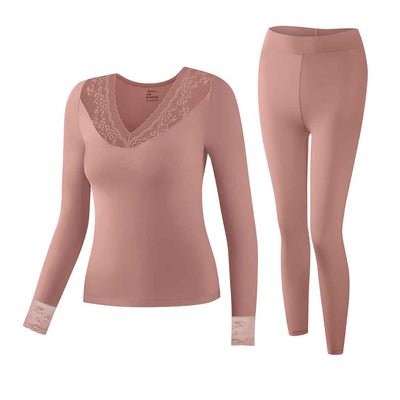 2pcs Women'S Lace V-Neck Tight Underwear Set