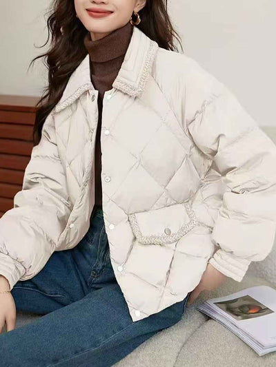 Ella Classic Lapel Diamond Tweed Winter Coat