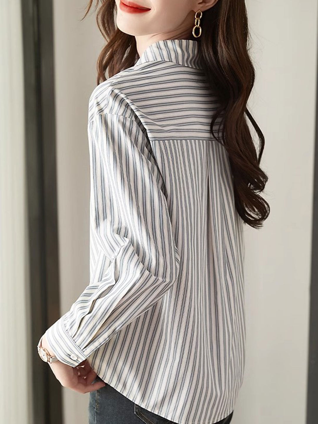 Brianna Casual Vertical Stripe Shirt