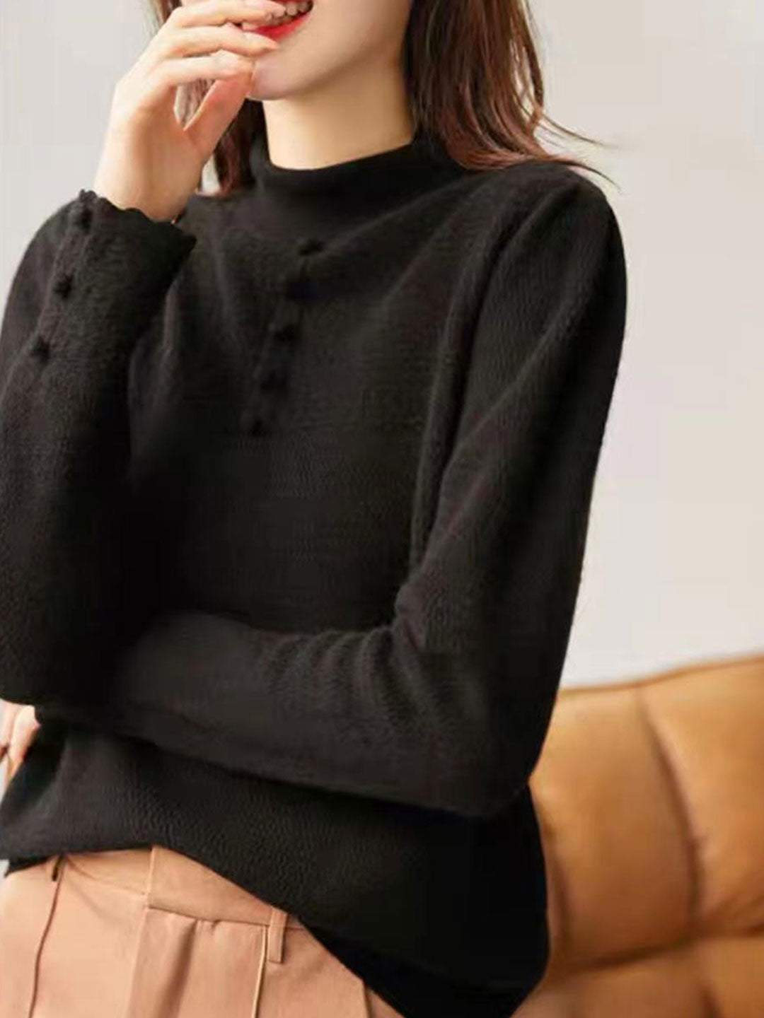 Mia Elegant Turtleneck Hollowed Pullover Sweater