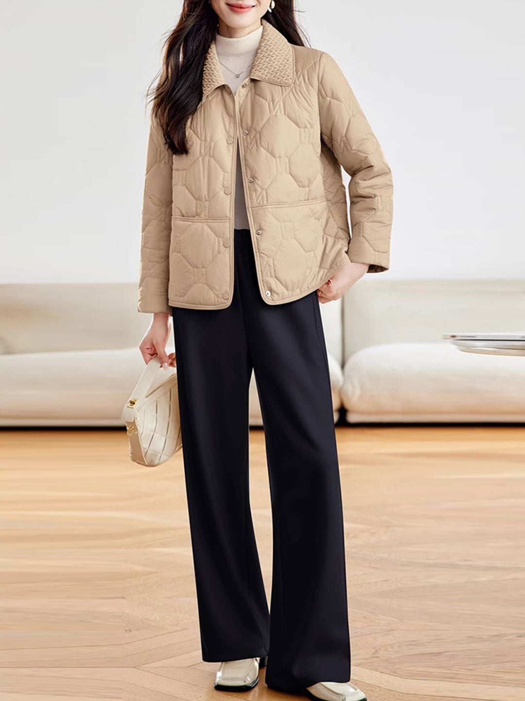Ella Classic Lapel Solid Color Winter Coat