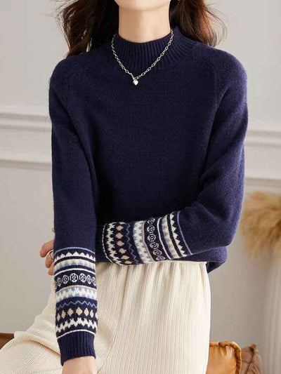 Lillian Classic Turtleneck Jacquard Knitted Sweater