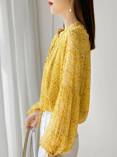 Hannah Loose Puff Sleeve Floral Printed Blouse