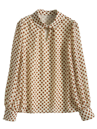 Julia Vintage Polka Dot Printed Lapel Top