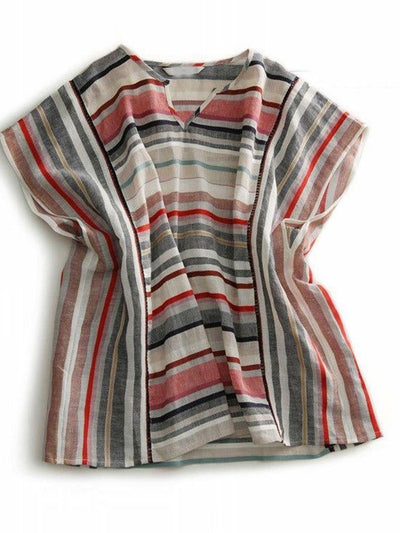 Madelyn Loose V-Neck Striped T-Shirt