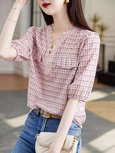 Abigail Loose V-neck Lace Top