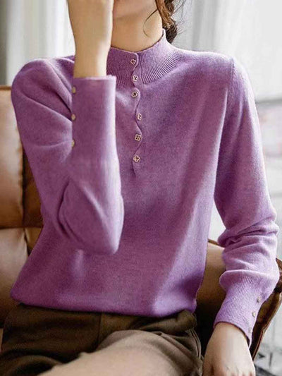 Olivia Loose Turtleneck Beaded Pullover Knitted Top