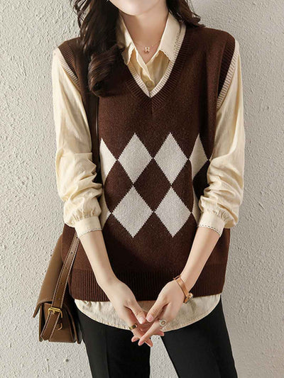 Grace Loose V-Neck Knitted Vest