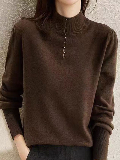 Lauren Loose Beaded Turtleneck Knitted Top