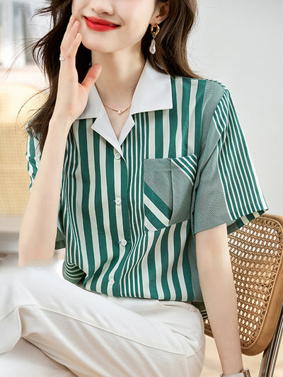 Trinity Casual Striped Matched Color Shirt