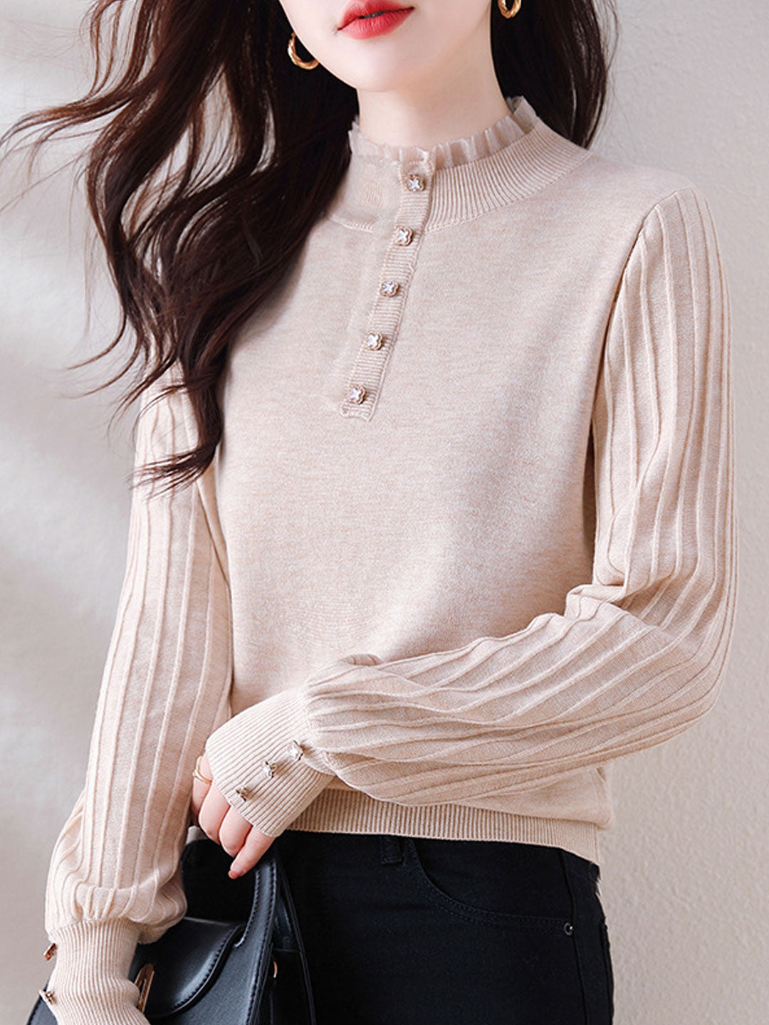 Hannah Retro Turtleneck Knitted Pullover Sweater