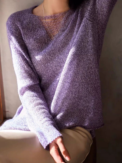 Mia Casual Crew Neck Hollow Knitted Top