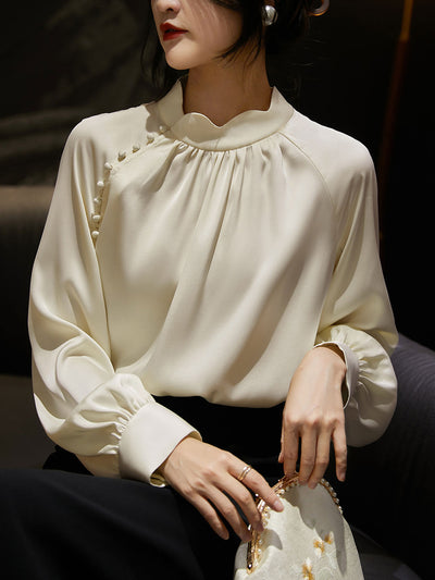 Sarah Elegant Button Neck Blouse