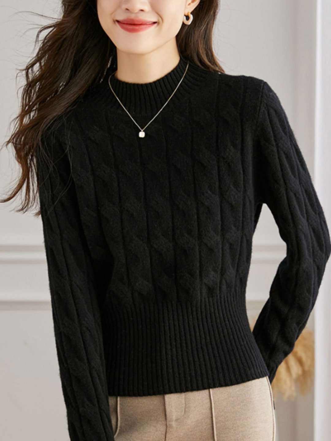Lauren Elegant Crew Neck Turtleneck Knitted Sweater