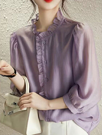 Mia Retro Auricular Chiffon Shirt