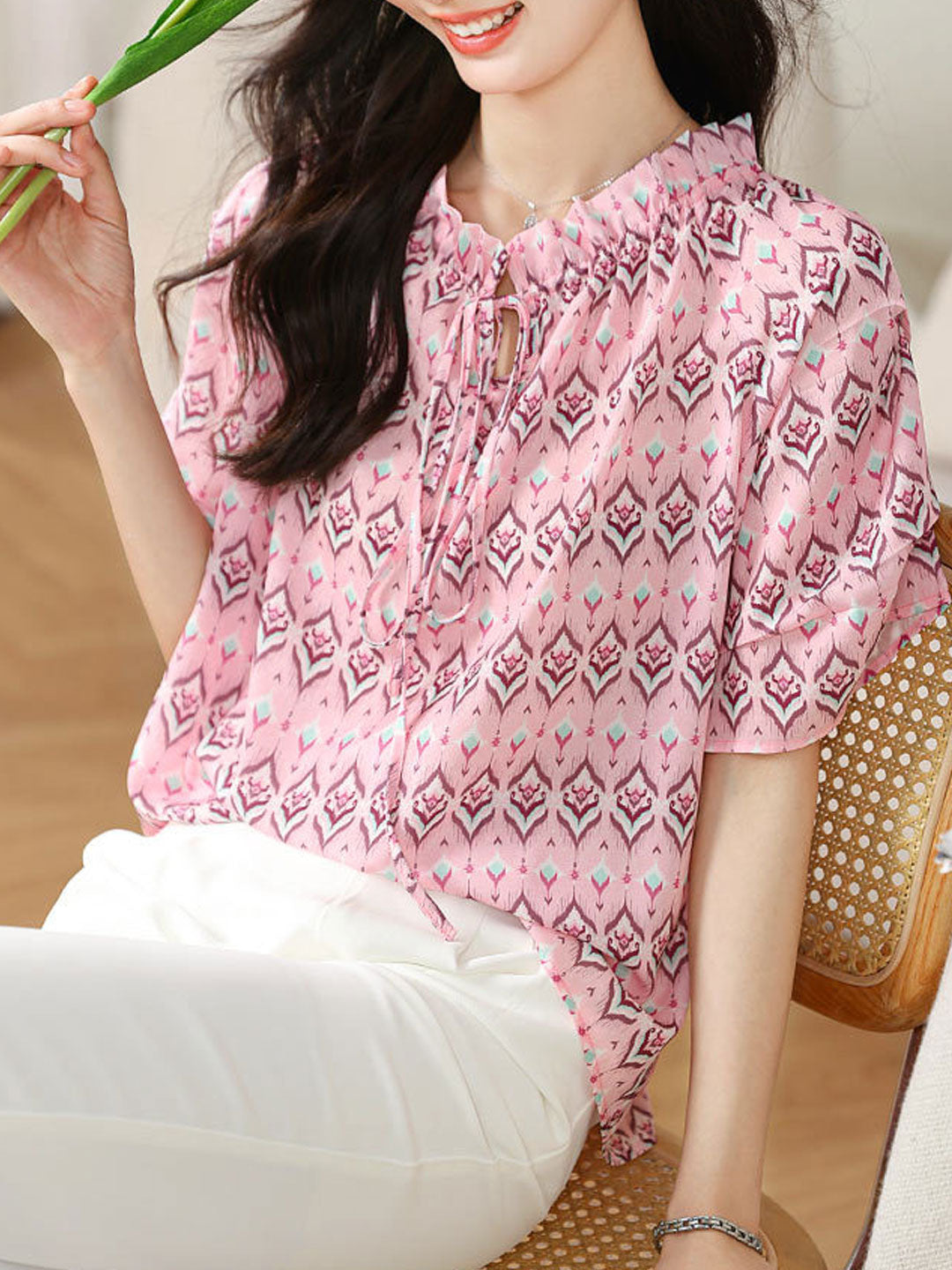 Emma Classic Printed Chiffon Shirt