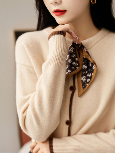 Aurora Vintage Crew Neck Cotton knitted Cardigan