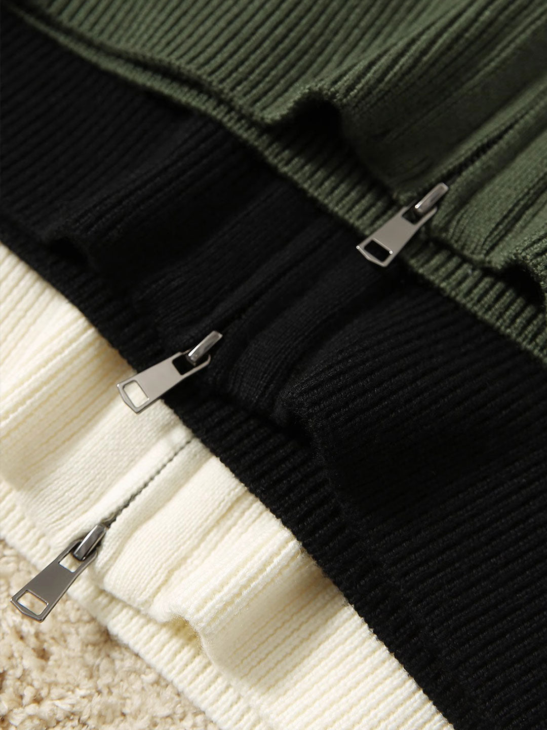 Emily Loose Zipper Solid Color Knitted Cardigan