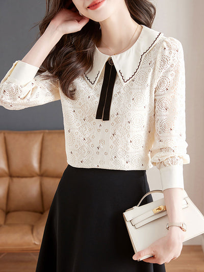 Alyssa Retro Doll Collar Lace Blouse