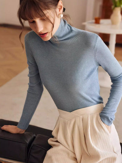 Alyssa Elegant Turtleneck Pile Neck Knitted Sweater