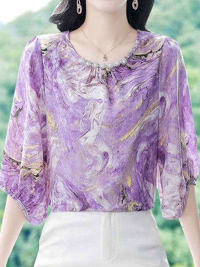 Genesis Vintage Crew Neck Beaded Chiffon Top