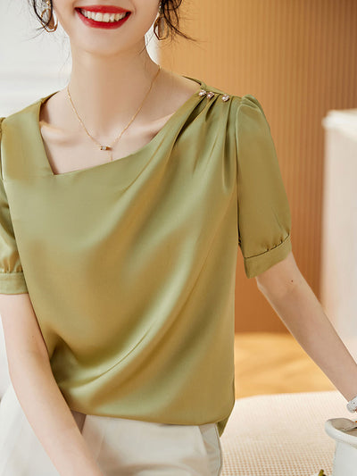 Gabrielle Elegant Square Neck Satin Top