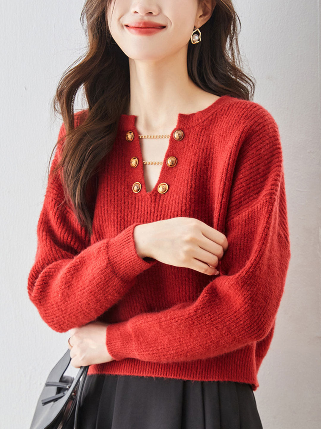 Lauren Retro Chain Pullover Knitted Sweater