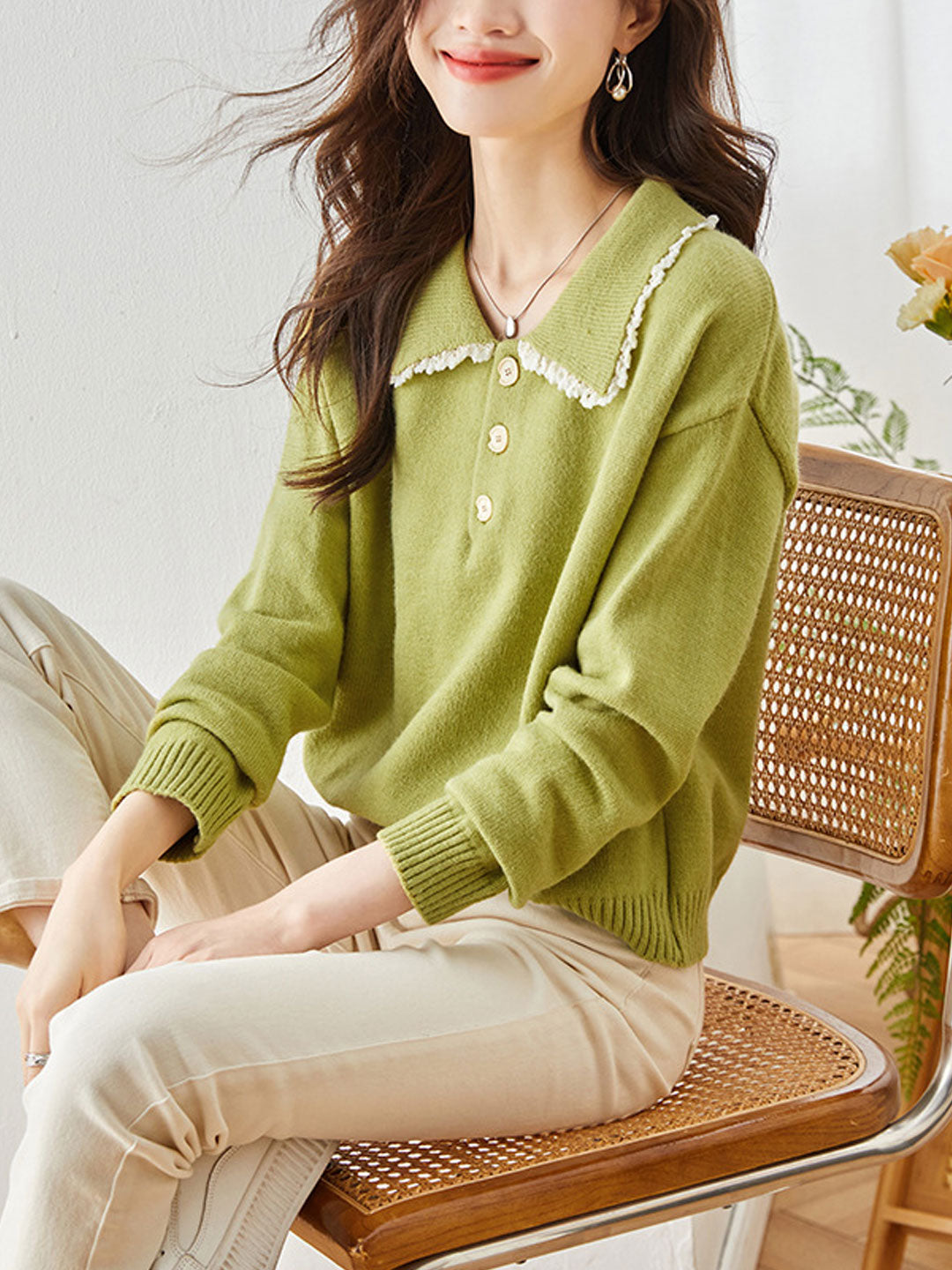 Madison Casual Loose Doll Collar Lapel Sweater