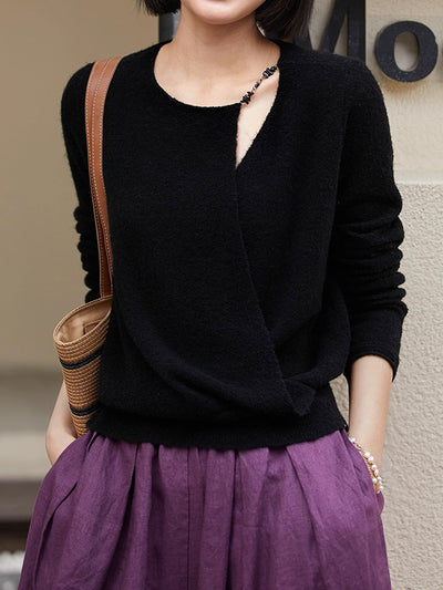 Abigail Classic Crew Neck Hollowed Knitted Cardigan