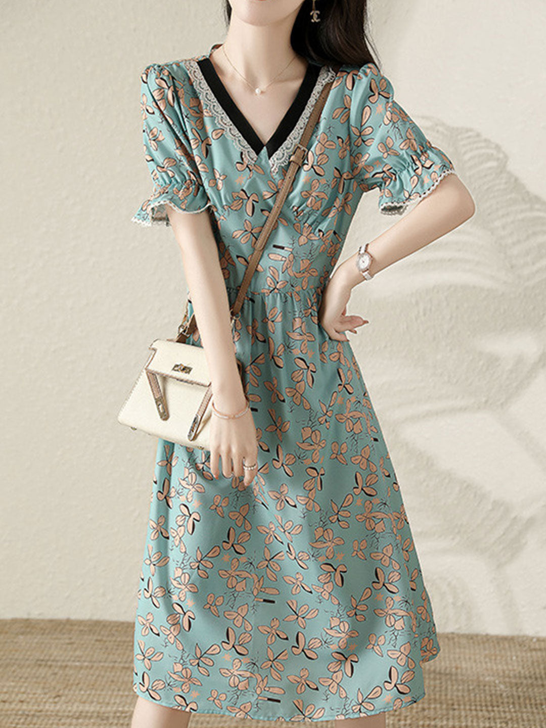 Olivia Retro Lace Printed Panel Dress