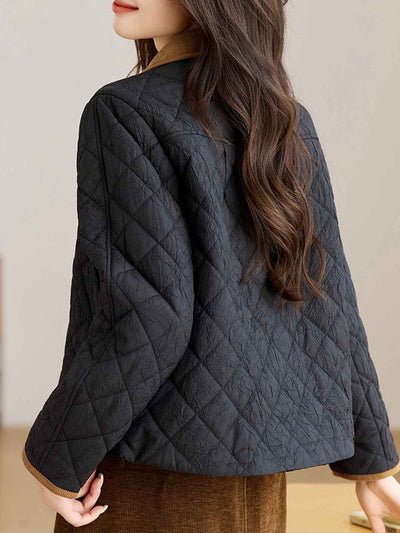 Natalie Classic Lapel Colorblocked Winter Coat