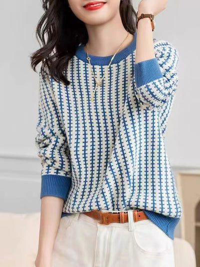 Emma Casual Plaid Patchwork Knitted Sweater