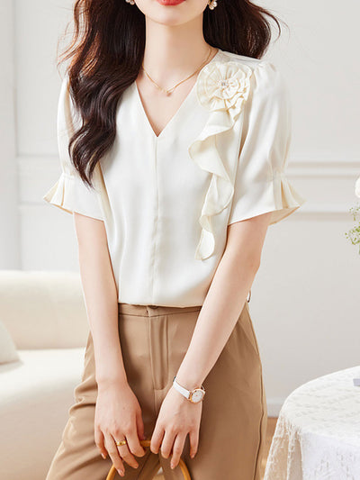 Natalie Elegant Lace Chiffon Shirt