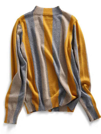 Jessica Casual Turtleneck Striped Knitted Top