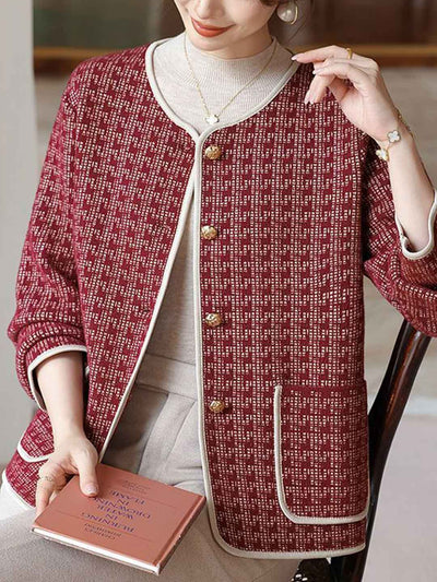Hannah Elegant Crew Neck Tweed Coat