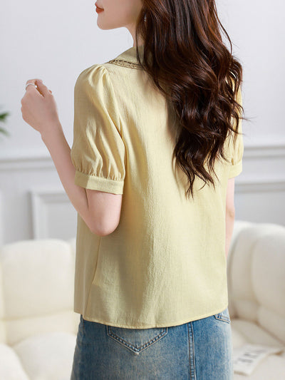 Gianna Classic Dollar Collar Lace Satin Shirt