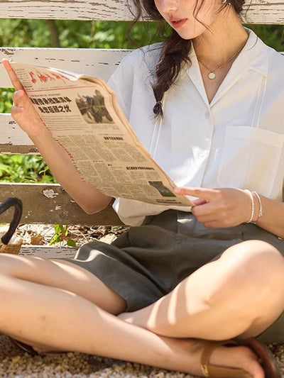 Ava Casual Lapel Solid Color Shirt