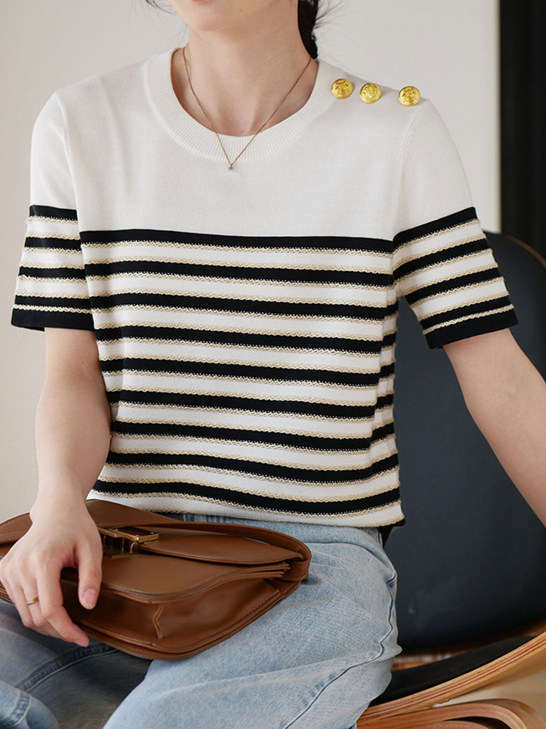 Ava Casual Loose Striped Knitted Top