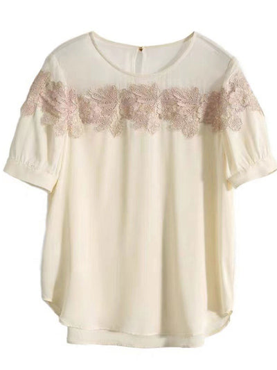 Mya Retro Embroidered Floral Shirt-Apricot