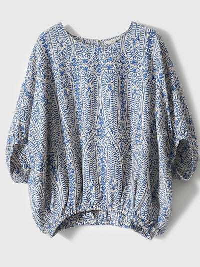 Maya Casual Back Bow Printed Blouse