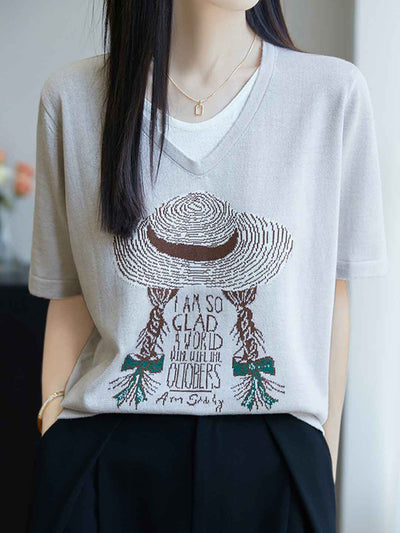 Sophie Casual V-neck Jacquard Top