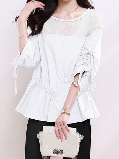 Lauren Classic Lace Panelled Hollowed Top