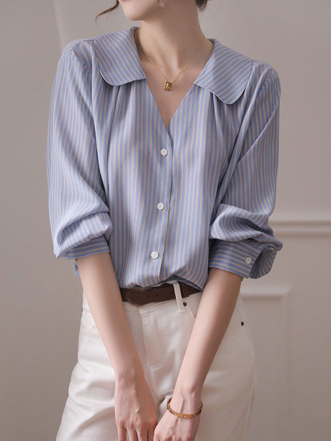 Charlotte Loose V-Neck Chiffon Shirt